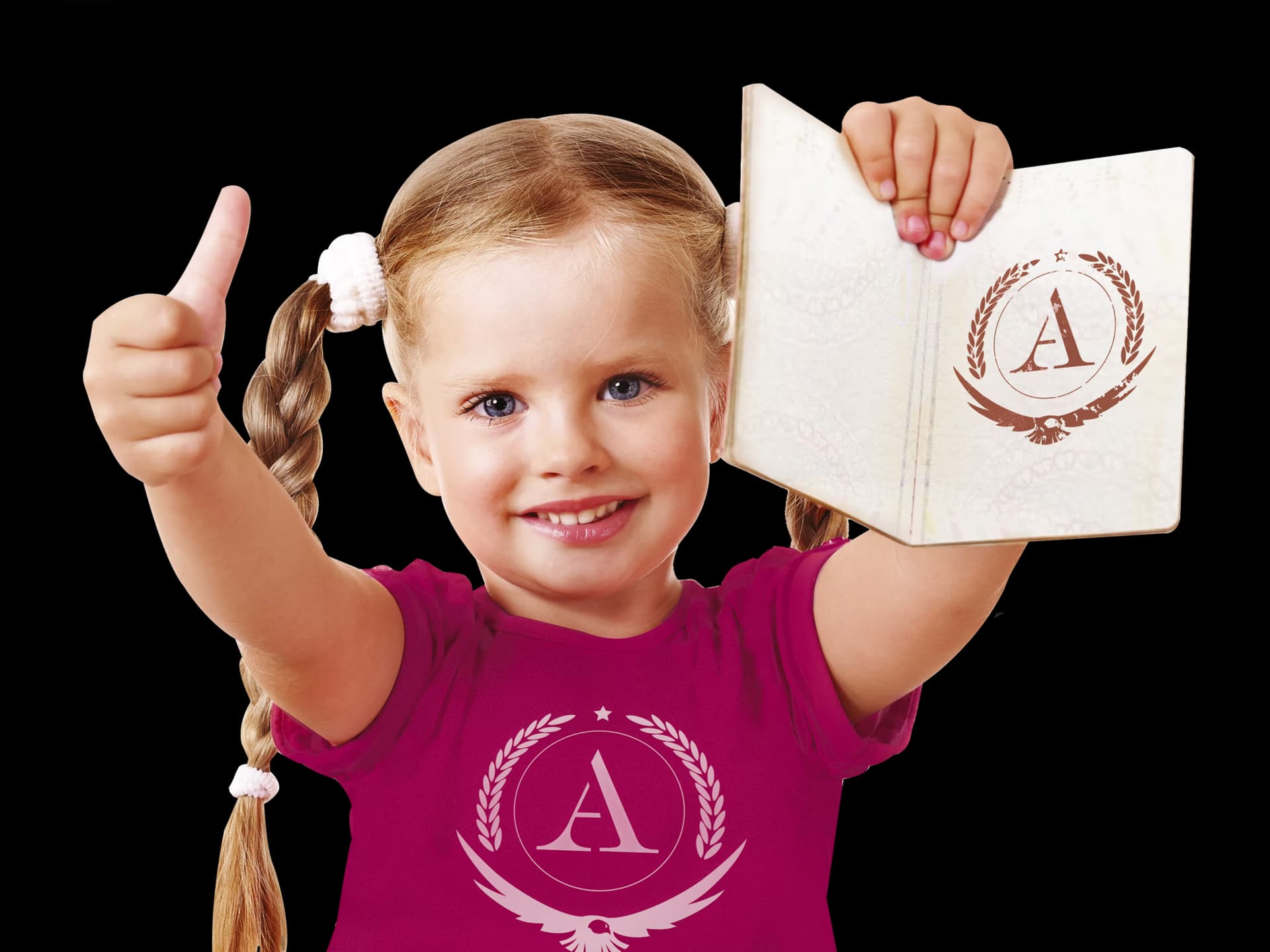 Aluna da American Academy segurando seu passaporte AA